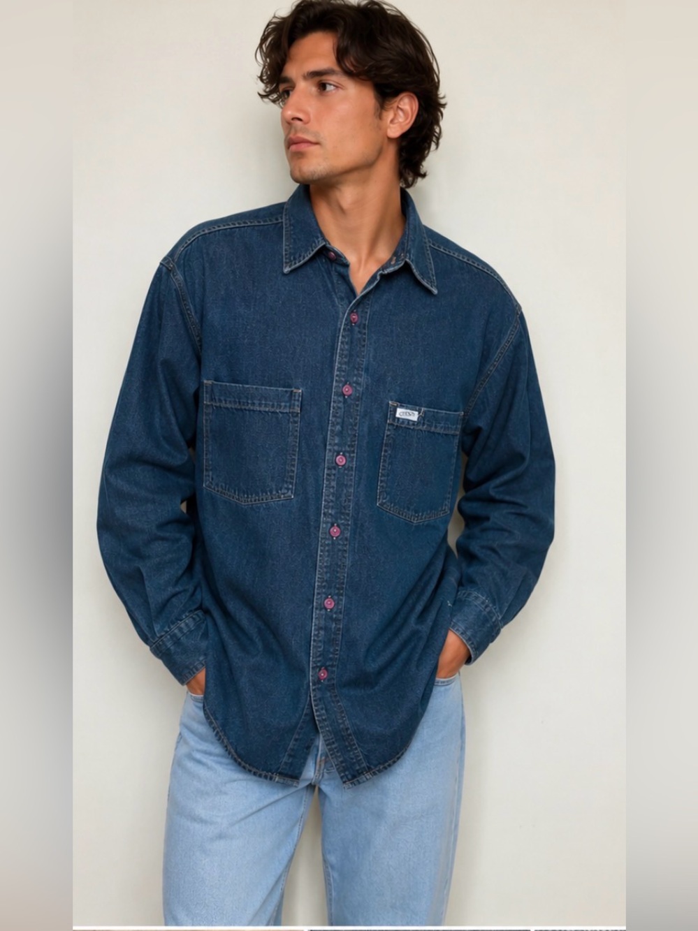 Vintage 90’s GUESS U.S.A. American Tradition Denim Button Front Shirt Size M